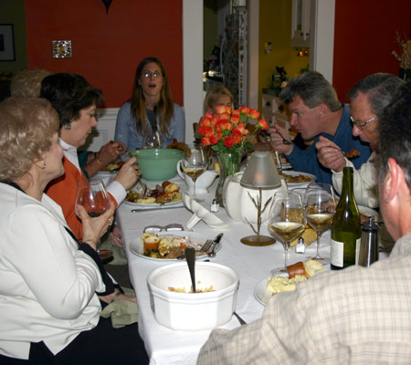 thanskgiving dinner, Erica looks like she forgot something in the oven