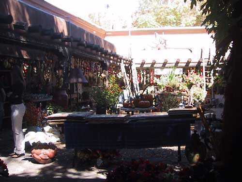 Along Palace Avenue were serveral plazas. This one had folk art for sale. I bought a small terra cotta skeleton for Dia de los Muertos.