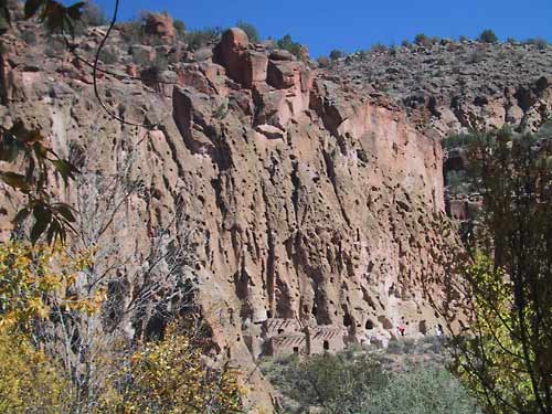 Cliffs with dwellings.